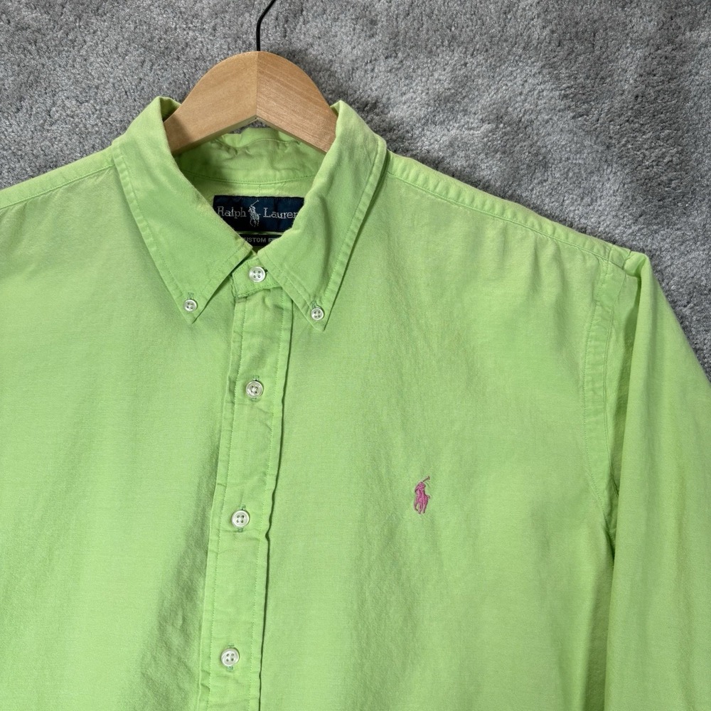 Vintage Polo Ralph Lauren Shirt Mens 2XL Lime Green Long Sleeve Button Down 90s